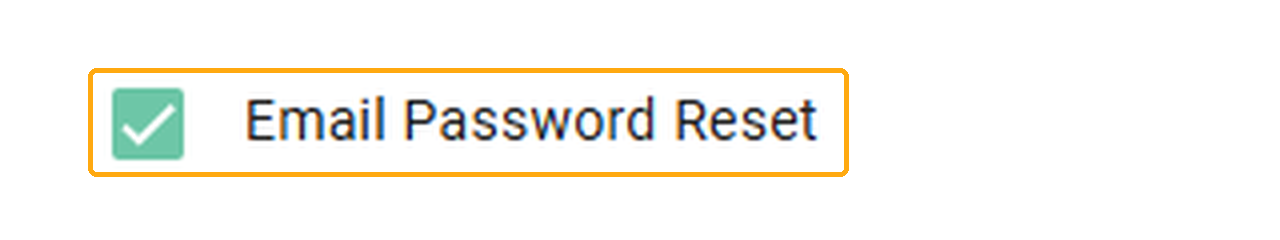 The Email Password Reset checkbox, highlighted
