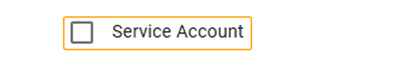 The Service Account checkbox, highlighted