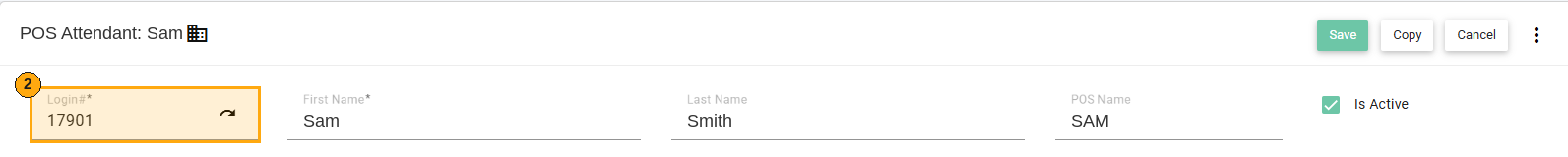 Login number field highlighted